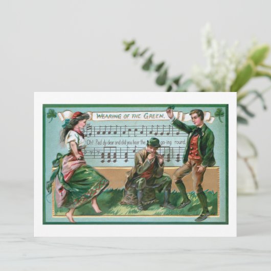  dansende Irish Couple met muziek Feestdagenkaart (Staand voorkant)