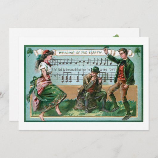  dansende Irish Couple met muziek Feestdagenkaart (Voorkant / Achterkant)