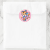 Dansende K-pop Tijger Ronde Sticker (Tas)
