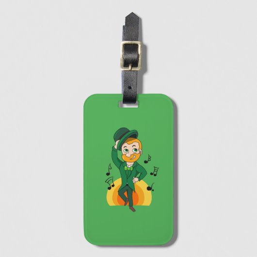 Dansende kabouter, St. Patrick's Day cartoon Bagagelabel (Voorkant (verticaal))