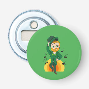 Dansende kabouter, St. Patrick's Day cartoon Button Flesopener