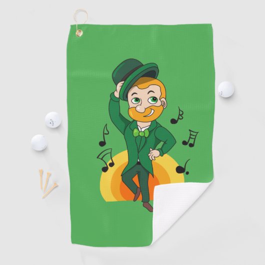 Dansende kabouter, St. Patrick's Day cartoon Golfhanddoek (Insitu)