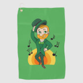 Dansende kabouter, St. Patrick's Day cartoon Golfhanddoek (Voorkant)