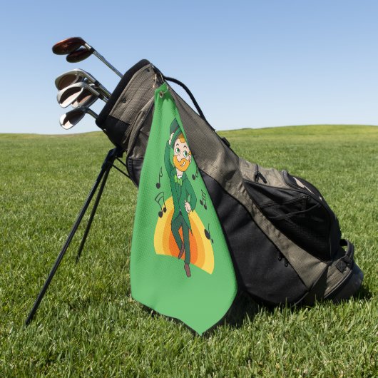 Dansende kabouter, St. Patrick's Day cartoon Golfhanddoek (Groen)
