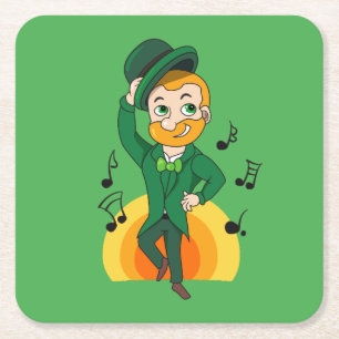 Dansende kabouter, St. Patrick's Day cartoon Kartonnen Onderzetters