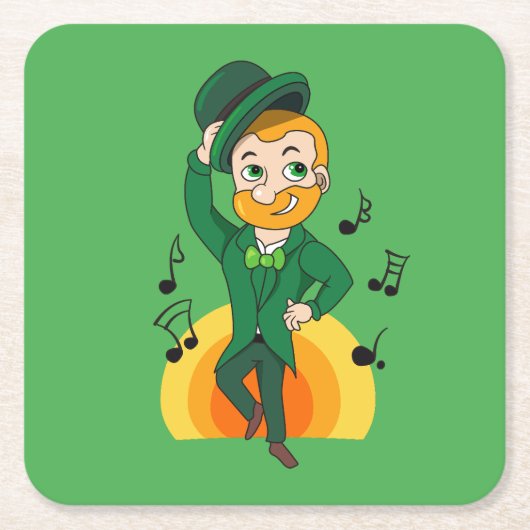 Dansende kabouter, St. Patrick's Day cartoon Kartonnen Onderzetters (Voorkant)