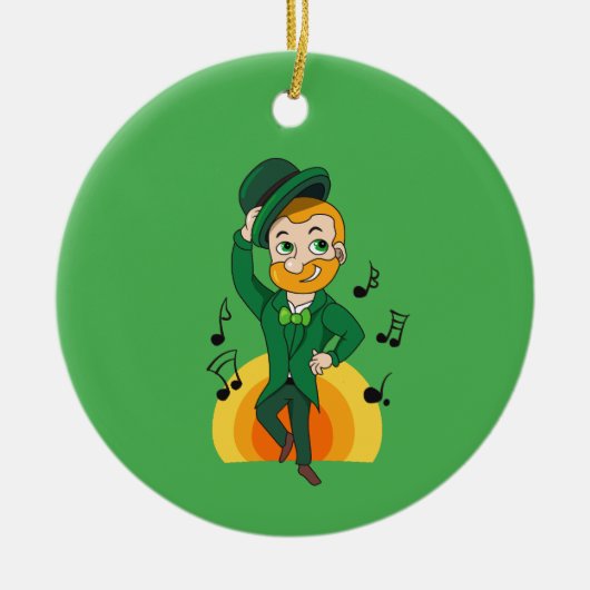 Dansende kabouter, St. Patrick's Day cartoon Keramisch Ornament (Voorkant)