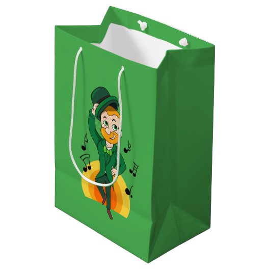 Dansende kabouter, St. Patrick's Day cartoon Medium Cadeauzakje (Voorkant Gekanteld)