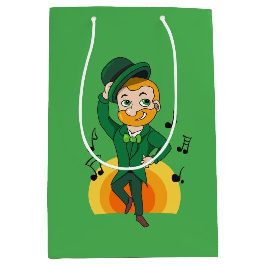 Dansende kabouter, St. Patrick's Day cartoon Medium Cadeauzakje (Voorkant)