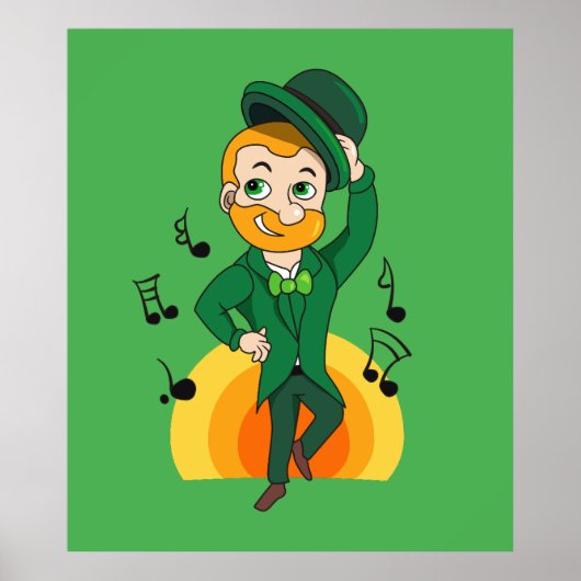 Dansende kabouter, St. Patrick's Day cartoon Poster (Voorkant)