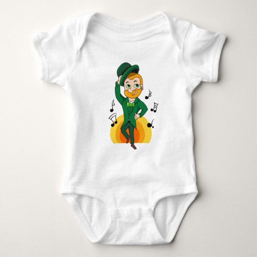 Dansende kabouter, St. Patrick's Day cartoon Romper (Voorkant)