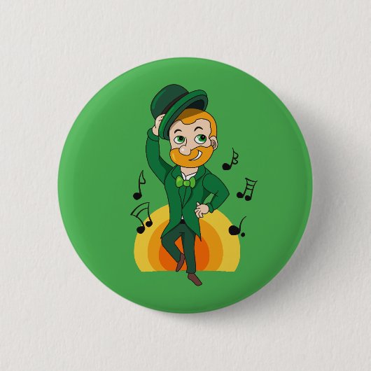 Dansende kabouter, St. Patrick's Day cartoon Ronde Button 5,7 Cm (Voorkant)