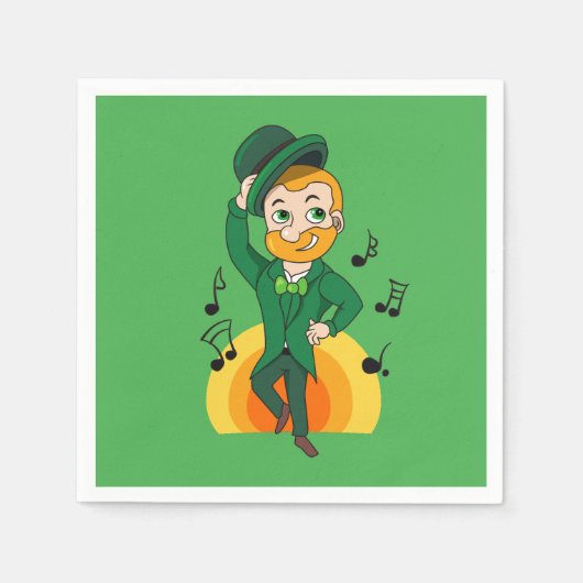 Dansende kabouter, St. Patrick's Day cartoon Servet (Voorkant)
