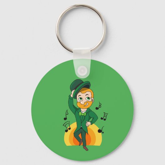 Dansende kabouter, St. Patrick's Day cartoon Sleutelhanger (Achterkant)