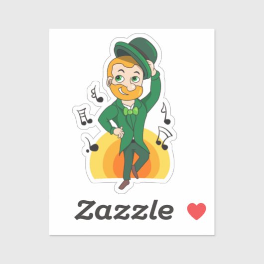 Dansende kabouter, St. Patrick's Day cartoon Sticker (Vel)