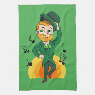 Dansende kabouter, St. Patrick's Day cartoon Theedoek