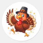 Dansende kalkoen ronde sticker (Voorkant)