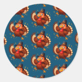 Dansende kalkoen ronde sticker (Voorkant)