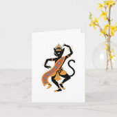 Dansende Kat Koning Kaart (Gele Bloem)