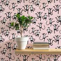 Dansende kat patroon Blush Pink