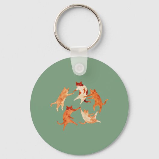Dansende katten aquarel sleutelhanger (Voorkant)