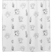 Dansende Katten Bloemen Douchegordijn (Voorkant)