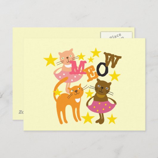 Dansende katten briefkaart (Voorkant / Achterkant)