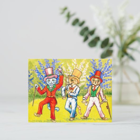 Dansende katten briefkaart (Staand voorkant)