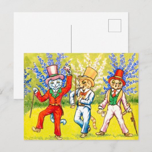 Dansende katten briefkaart (Voorkant / Achterkant)