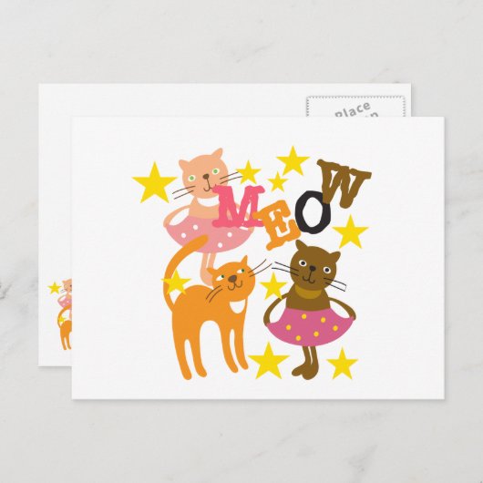 Dansende katten briefkaart (Voorkant / Achterkant)