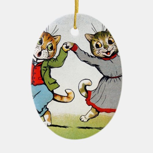 Dansende katten keramisch ornament (Voorkant)