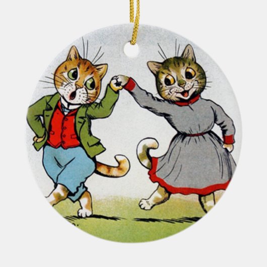 Dansende katten keramisch ornament (Voorkant)