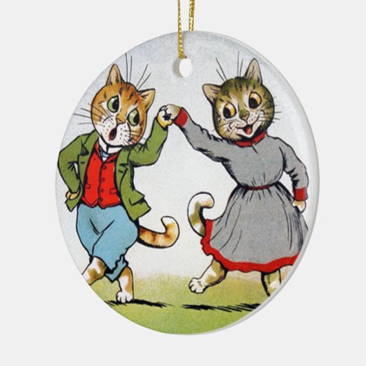 Dansende katten keramisch ornament (Links)