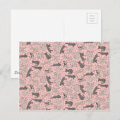 Dansende katten met pootafdrukken briefkaart (Voorkant / Achterkant)