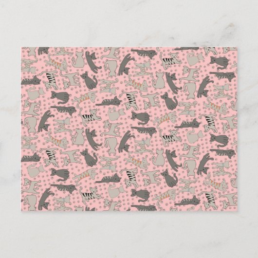 Dansende katten met pootafdrukken briefkaart (Voorkant)