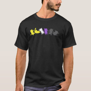 Dansende Katten Non-binair Pride Plezier Enby Ener T-shirt