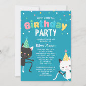 Dansende katten op Birthday Party Kaart (Voorkant)