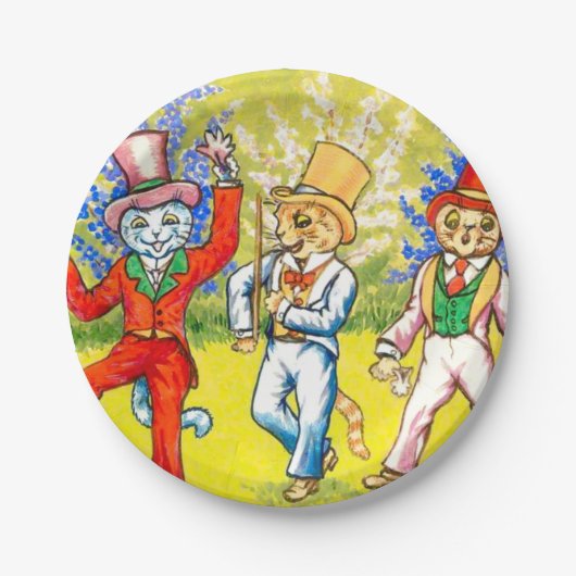 Dansende katten papieren bordje (Voorkant)