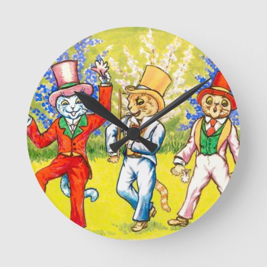 Dansende katten ronde klok (Voorkant)