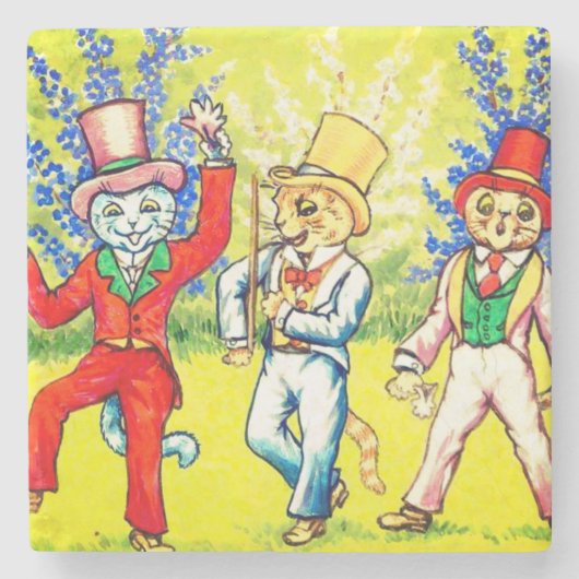 Dansende Katten Stenen Onderzetter (Voorkant)