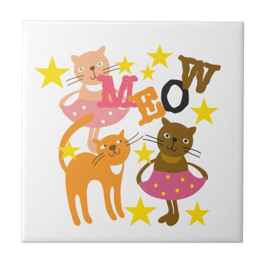 Dansende katten tegeltje (Voorkant)