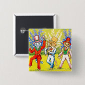 Dansende katten vierkante button 5,1 cm (Voorkant /achterkant)