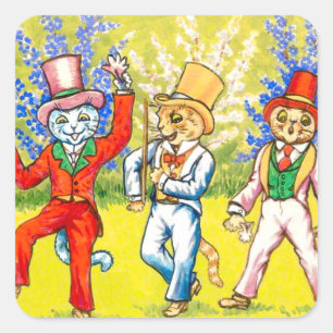 Dansende katten vierkante sticker