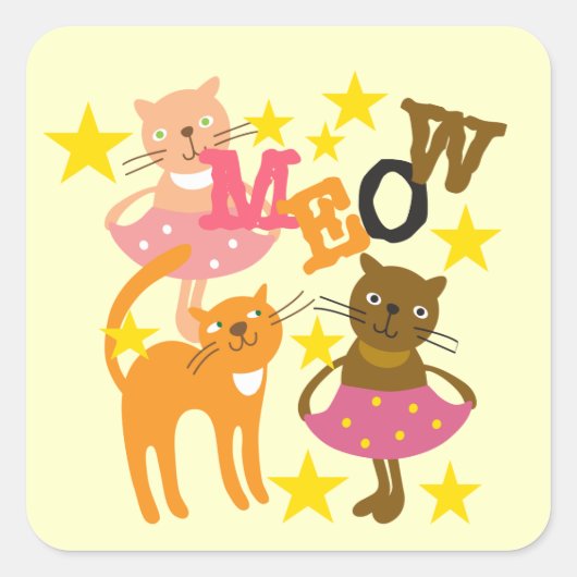 Dansende katten vierkante sticker (Voorkant)
