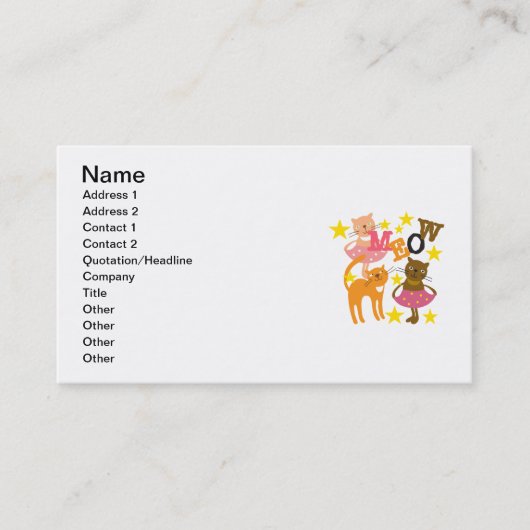 Dansende katten visitekaartje (Voorkant)