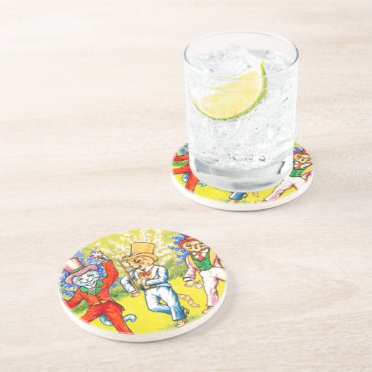 Dansende katten zandsteen onderzetter (Zijkant)