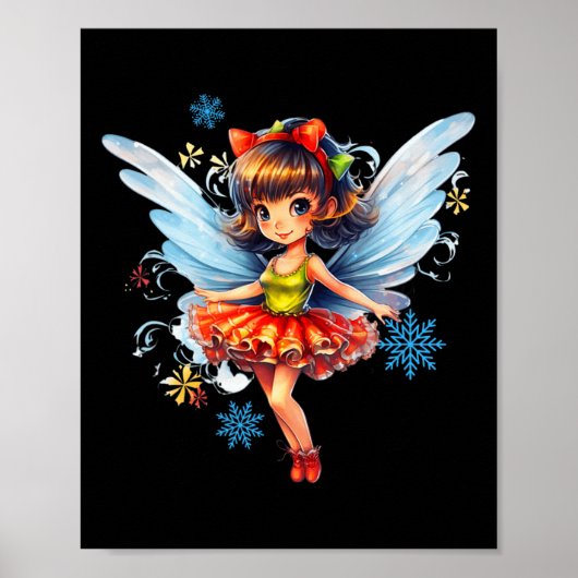 Dansende kerst fee Schattigee fee kerst Poster (Voorkant)