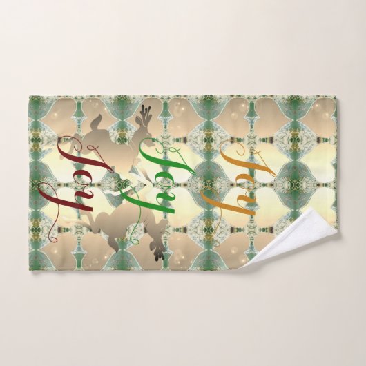 Dansende Kerst Reindeer met "Vreugde Vreugde Vreug Handdoek (Handdoek)