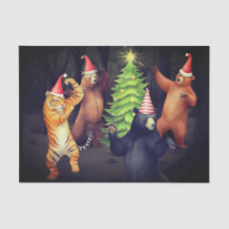 DANSENDE KERSTBEREN VLOEIPAPIER TISSUEPAPIER