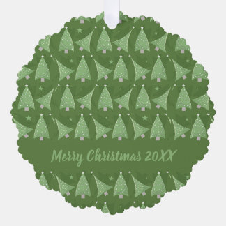 Dansende Kerstbomen op Groen Ornament Kaart